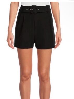 Gianni Bini Black High-Waist Pleated Shorts with Belt
